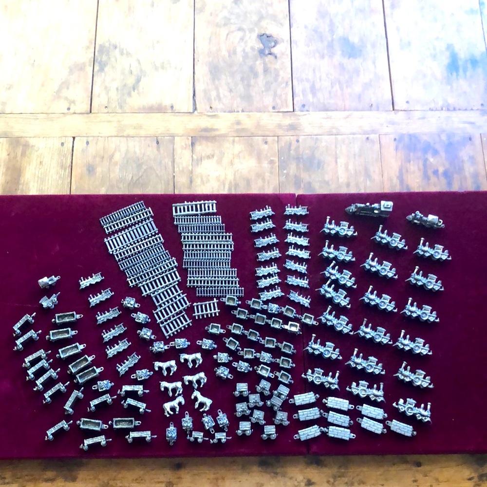 Vintage Lead Train SML and rail road Set … so UNIQUE w/78 pieces Big Discount